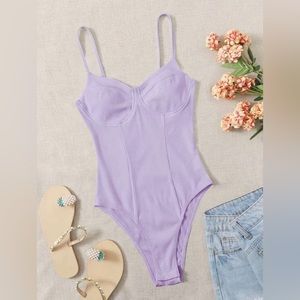 Lavender Cami Bustier Ribbed Bodysuit